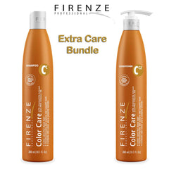 Close-up of hair showing shine and smoothness after using the color care bundle