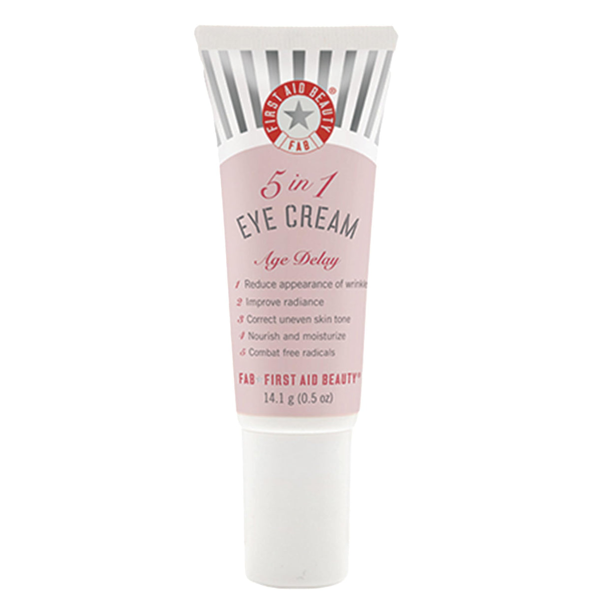 First Aid Beauty 5-in-1 Eye Cream bottle for daily under-eye hydration and gentle brightening