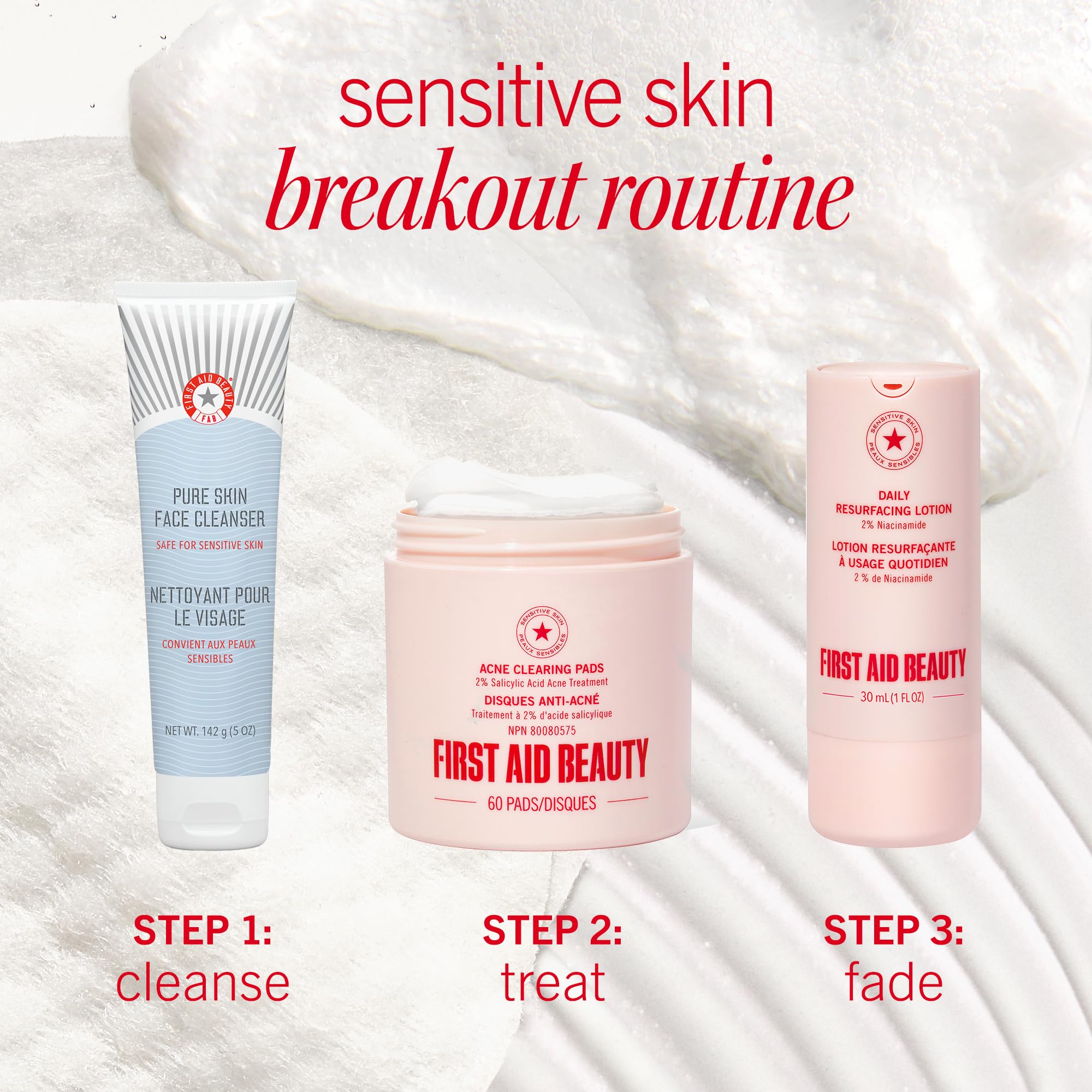 First Aid Beauty Acne Pads removing surface oil during daily routine.