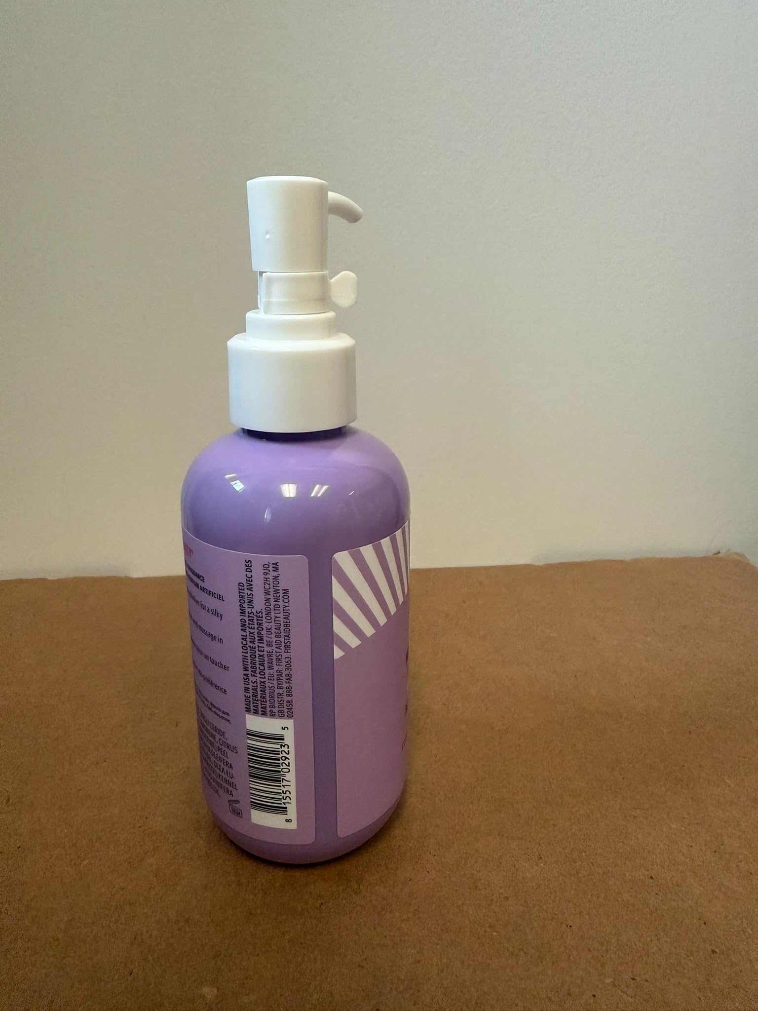 Sensitive skin context with First Aid Beauty oil bottle for gentle hydration