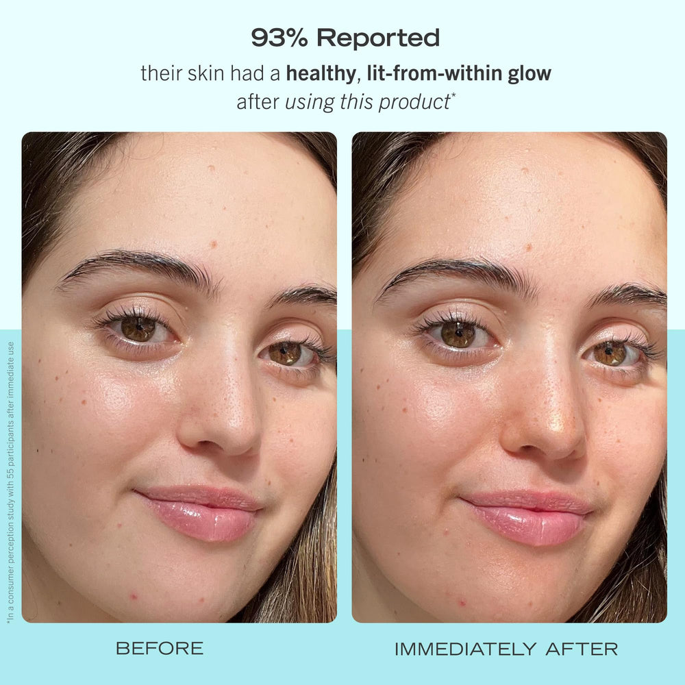 First Aid Beauty Bronze + Glow Drops glow-on-skin demonstrates healthy radiance.