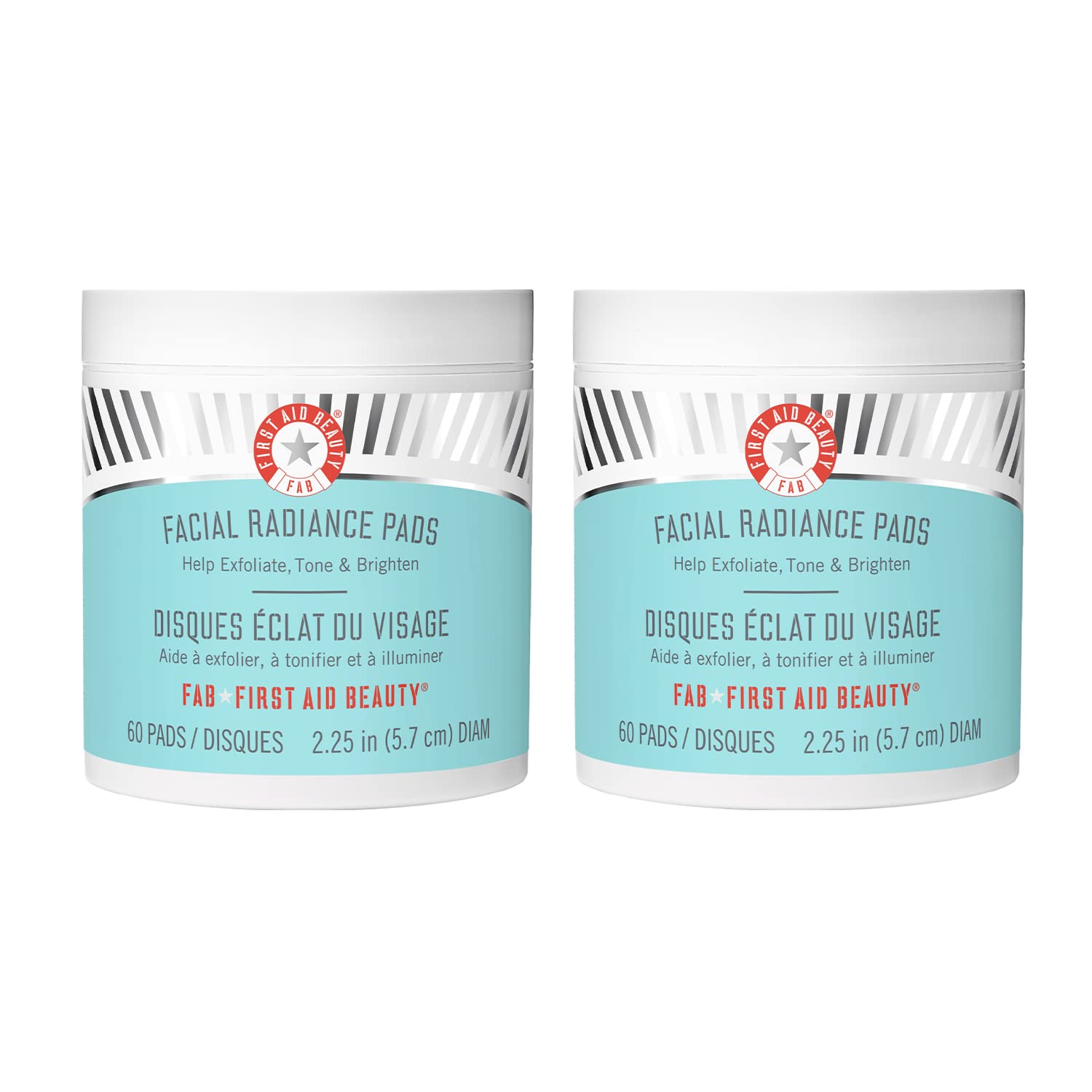 First Aid Beauty Facial Radiance Pads pack shot highlighting compostable packaging for daily exfoliation.