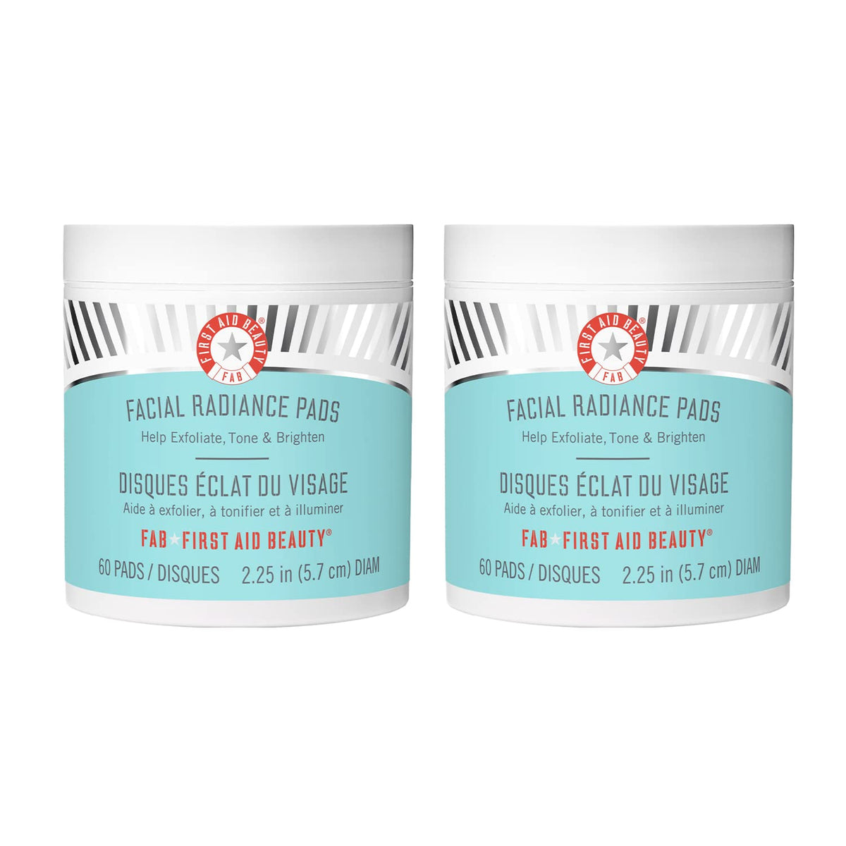 First Aid Beauty Facial Radiance Pads pack shot highlighting compostable packaging for daily exfoliation.