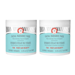 First Aid Beauty Facial Radiance Pads pack shot highlighting compostable packaging for daily exfoliation.