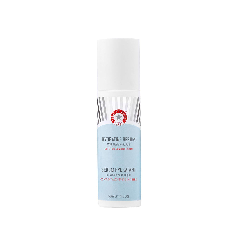 First Aid Beauty hydrating serum bottle pump for lightweight, all-day hydration.