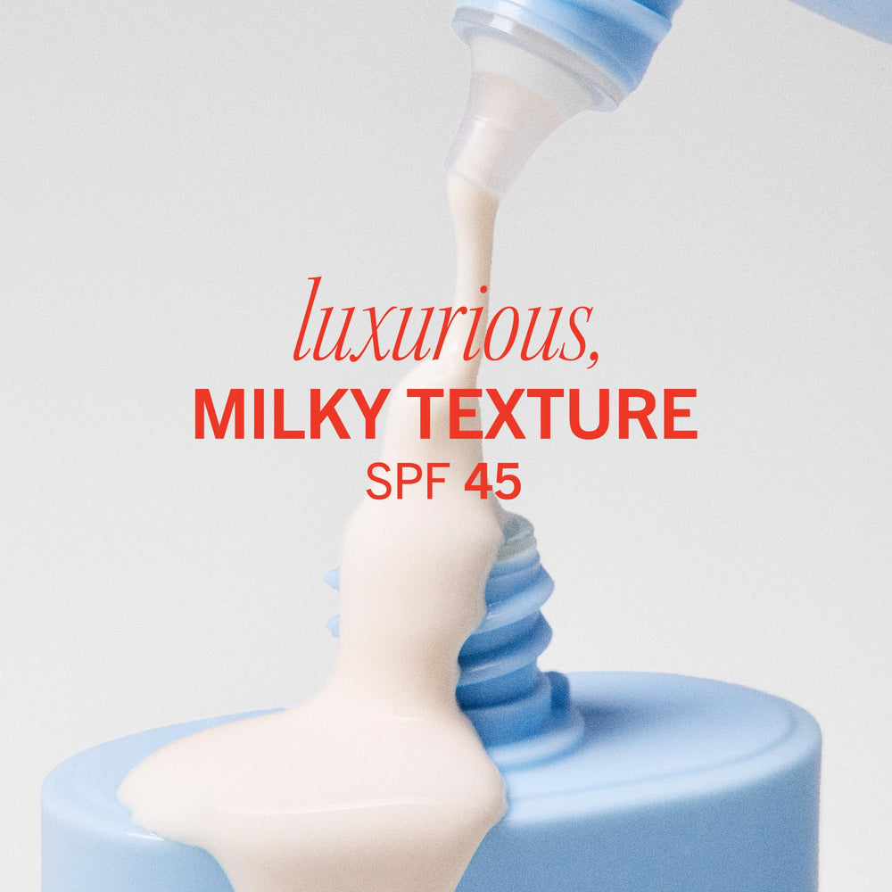 First Aid Beauty Hydrating Sunscreen Milk pump-cap for easy, mess-free application.