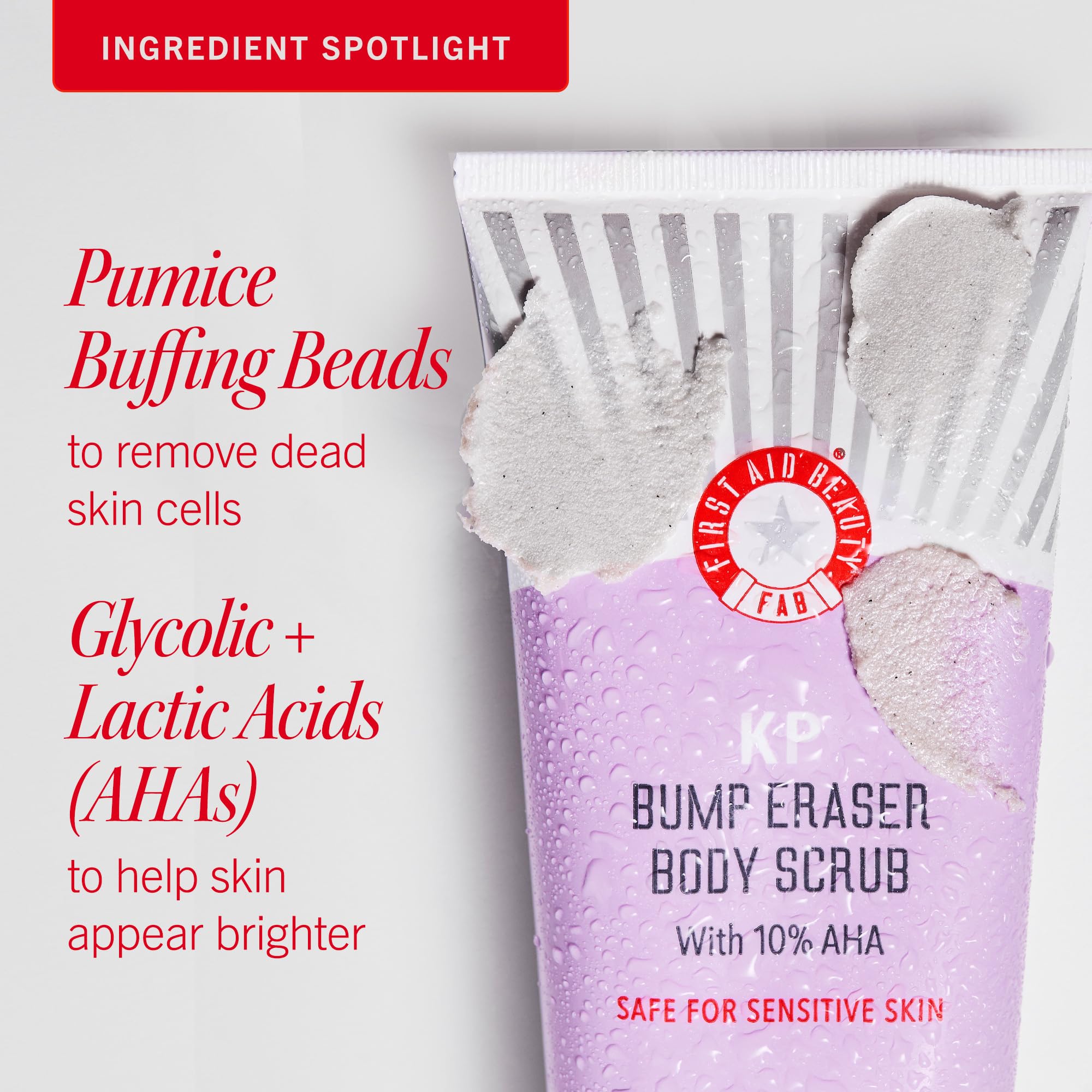 First Aid Beauty KP Bump Eraser application scene demonstrates even coverage and skincare routine