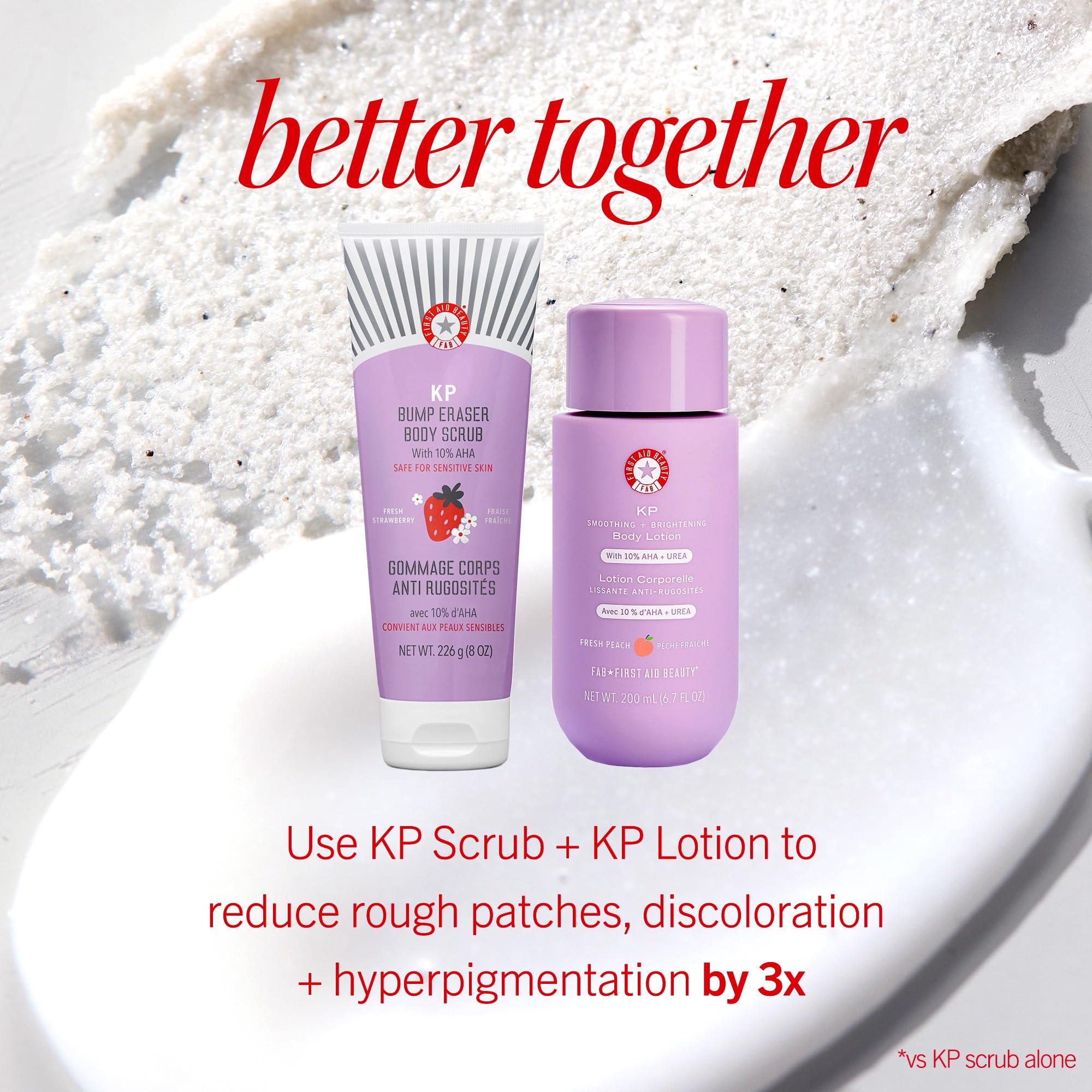First Aid Beauty KP Bump Eraser packaging highlights vegan, cruelty-free formula.