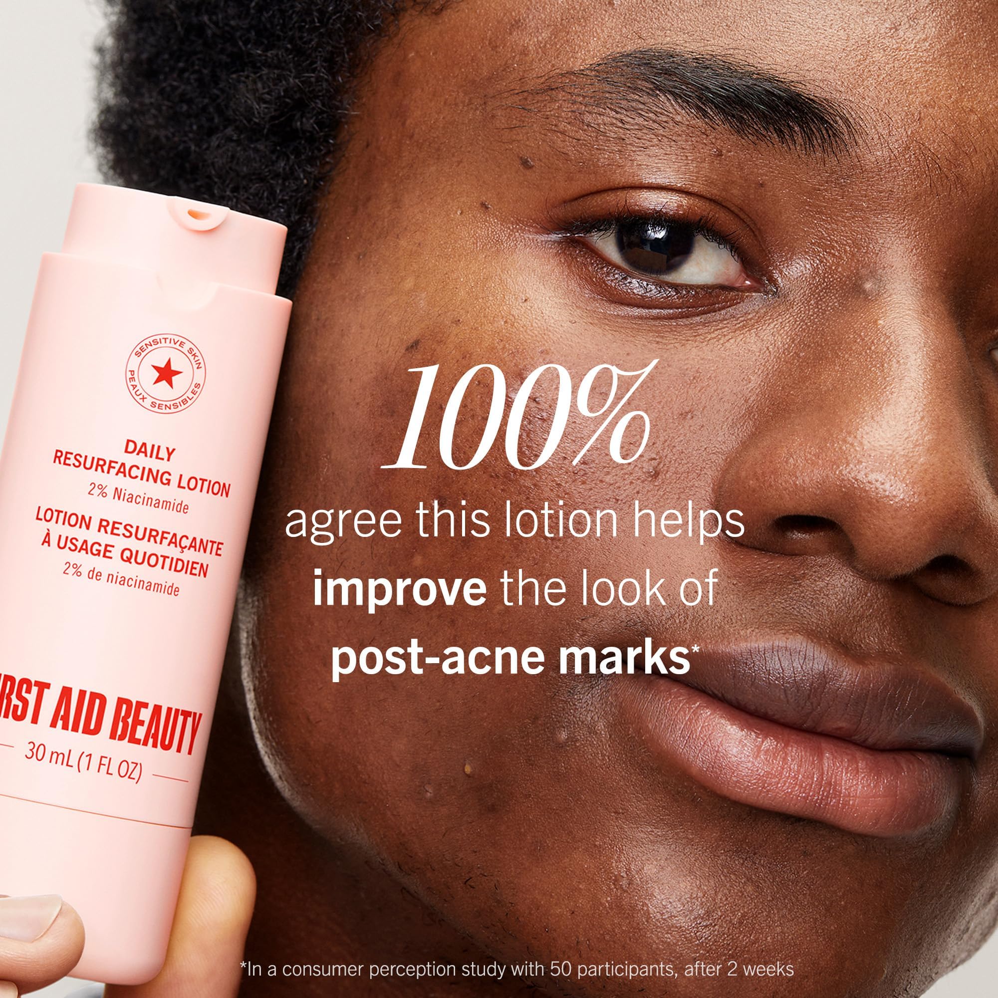 First Aid Beauty lactic acid lotion worn under makeup.