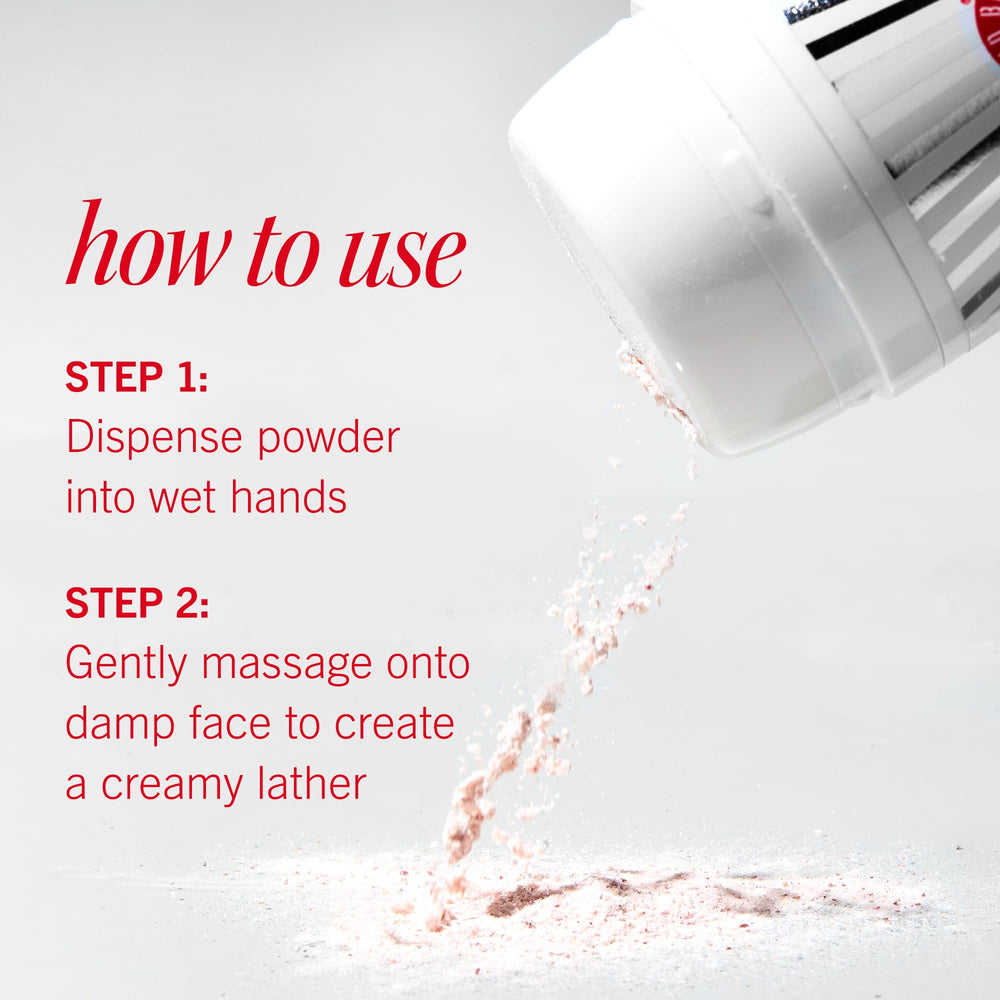 First Aid Beauty powder-to-foam texture transitioning with water.