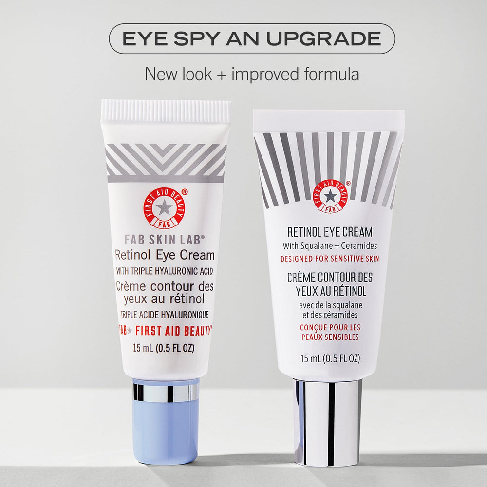 Dermatologist-tested label on First Aid Beauty eye cream packaging.
