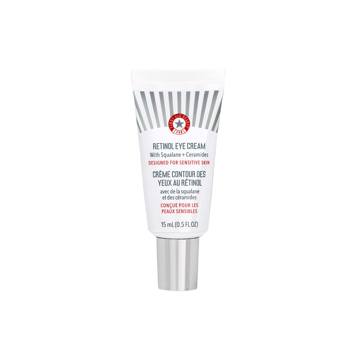 First Aid Beauty Retinol Eye Cream bottle showing encapsulated delivery for gentle eye area care.