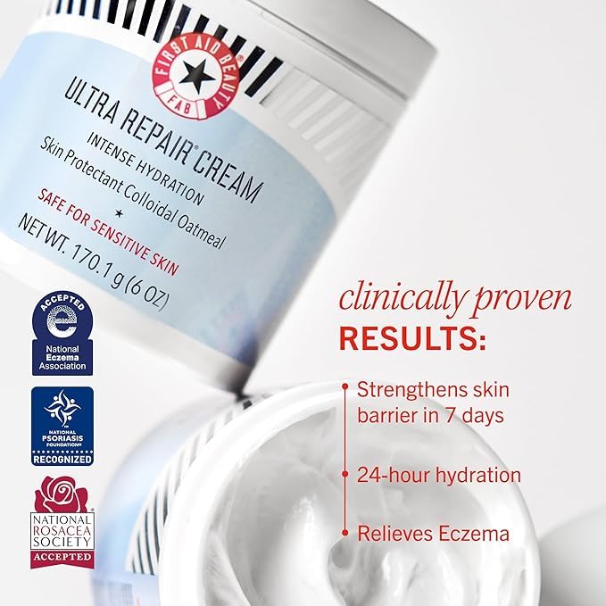 First Aid Beauty Ultra Repair Cream applied on forearm shows quick absorption.