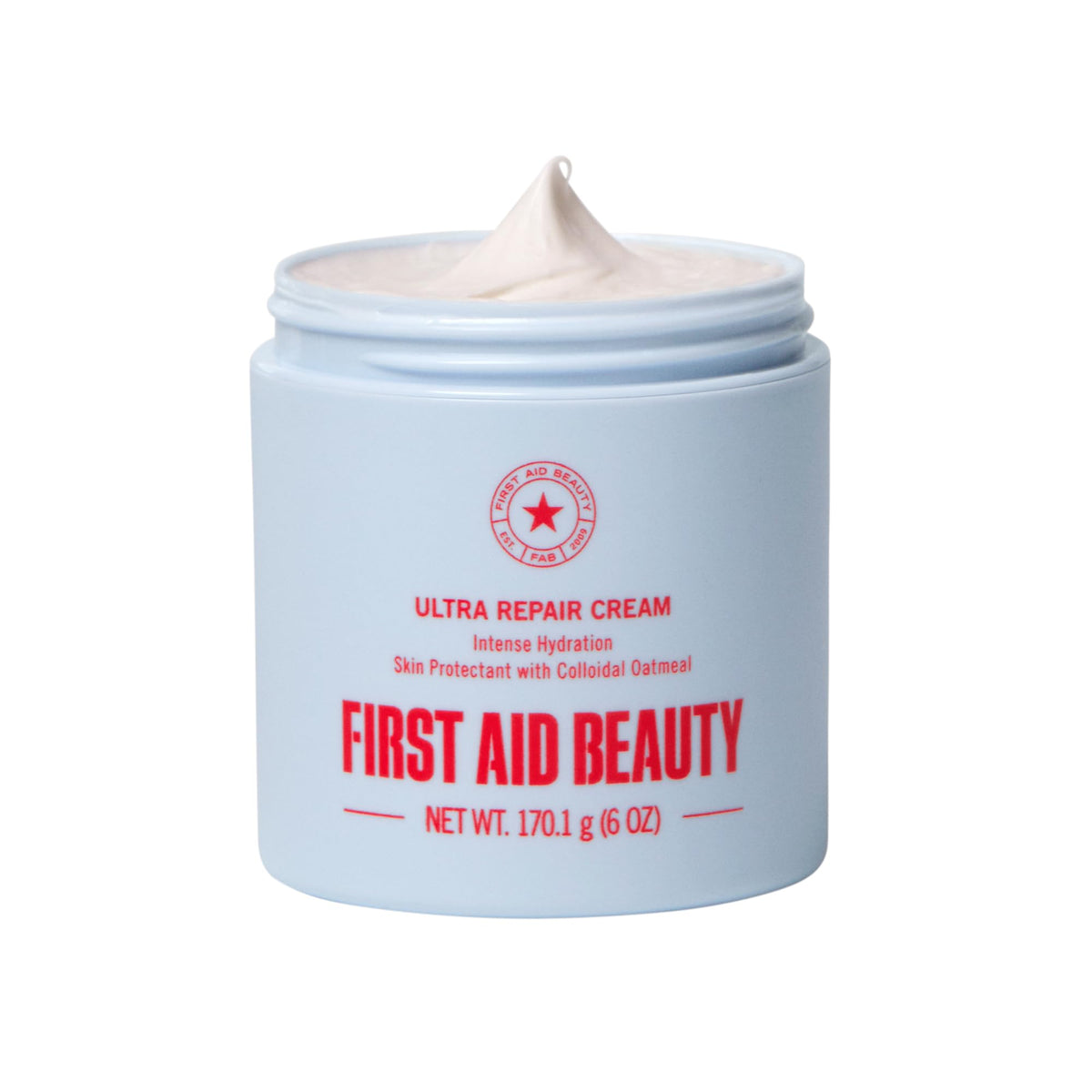 First Aid Beauty Ultra Repair Cream bottle pour delivers 24-hour hydration.