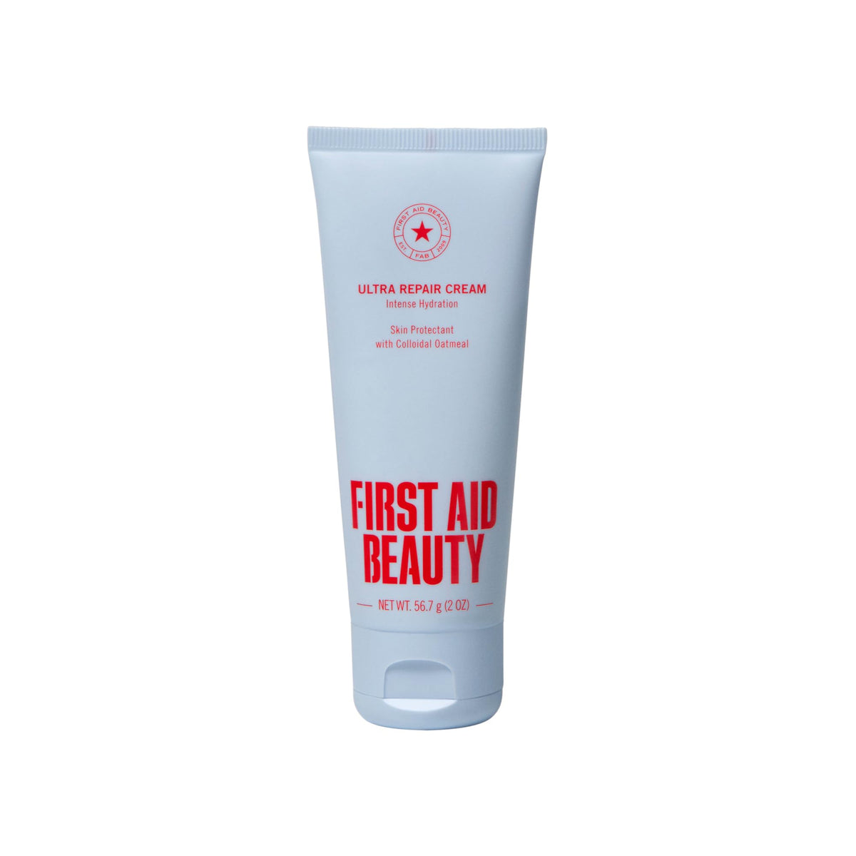 First Aid Beauty Ultra Repair Cream jar close-up showing rich, soothing hydration for dry skin