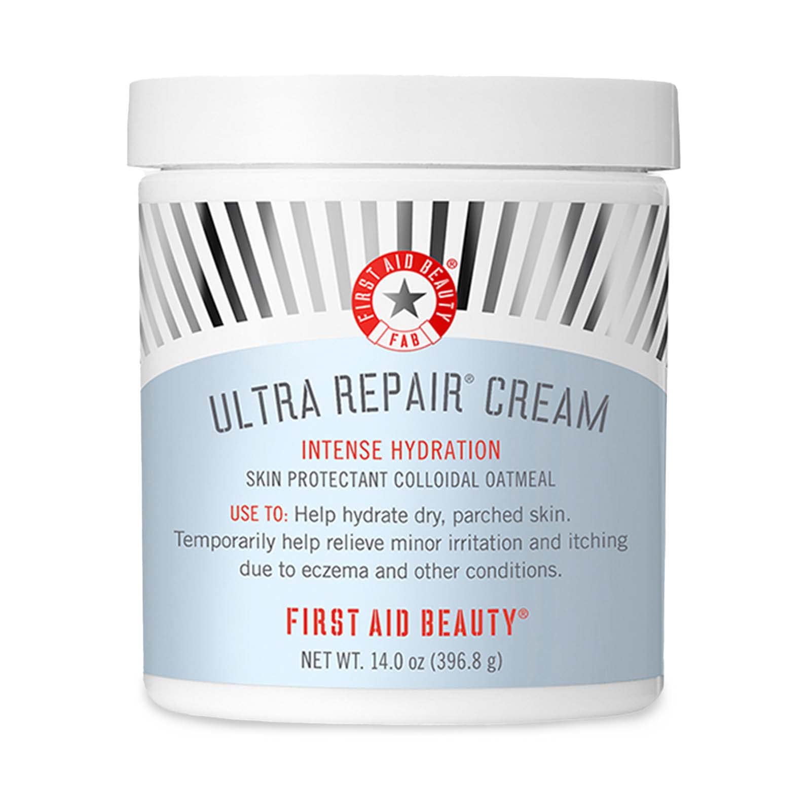 First Aid Beauty Ultra Repair Cream jar close-up showing deep hydration.
