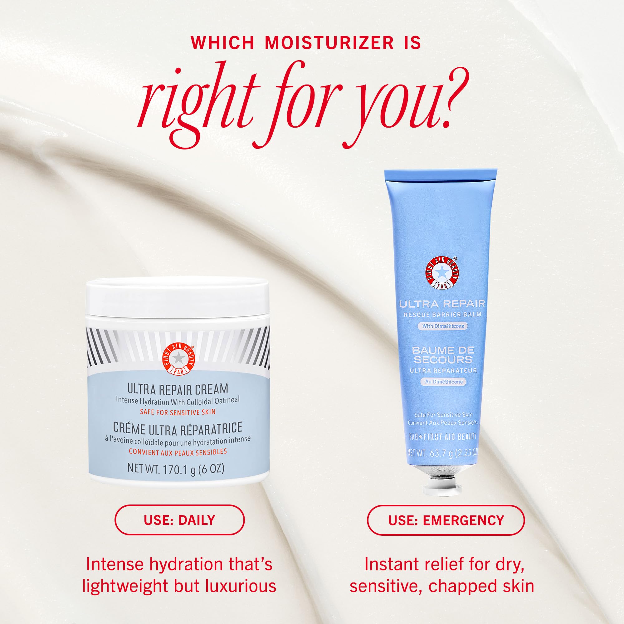 First Aid Beauty Ultra Repair Cream jar on shelf in full bundle setting.