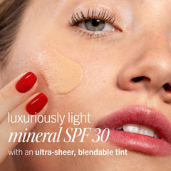 First Aid Beauty ultra-sheer tint swatches demonstrate seamless blend with natural skin tone.