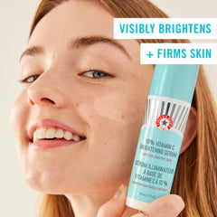 First Aid Beauty Vitamin C serum dropper showing precise morning dose