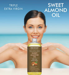First Botany Almond Oil under-eye application for gentle care of circles.
