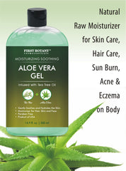First Botany Aloe Gel label highlights USA-grown formula and cruelty-free commitment