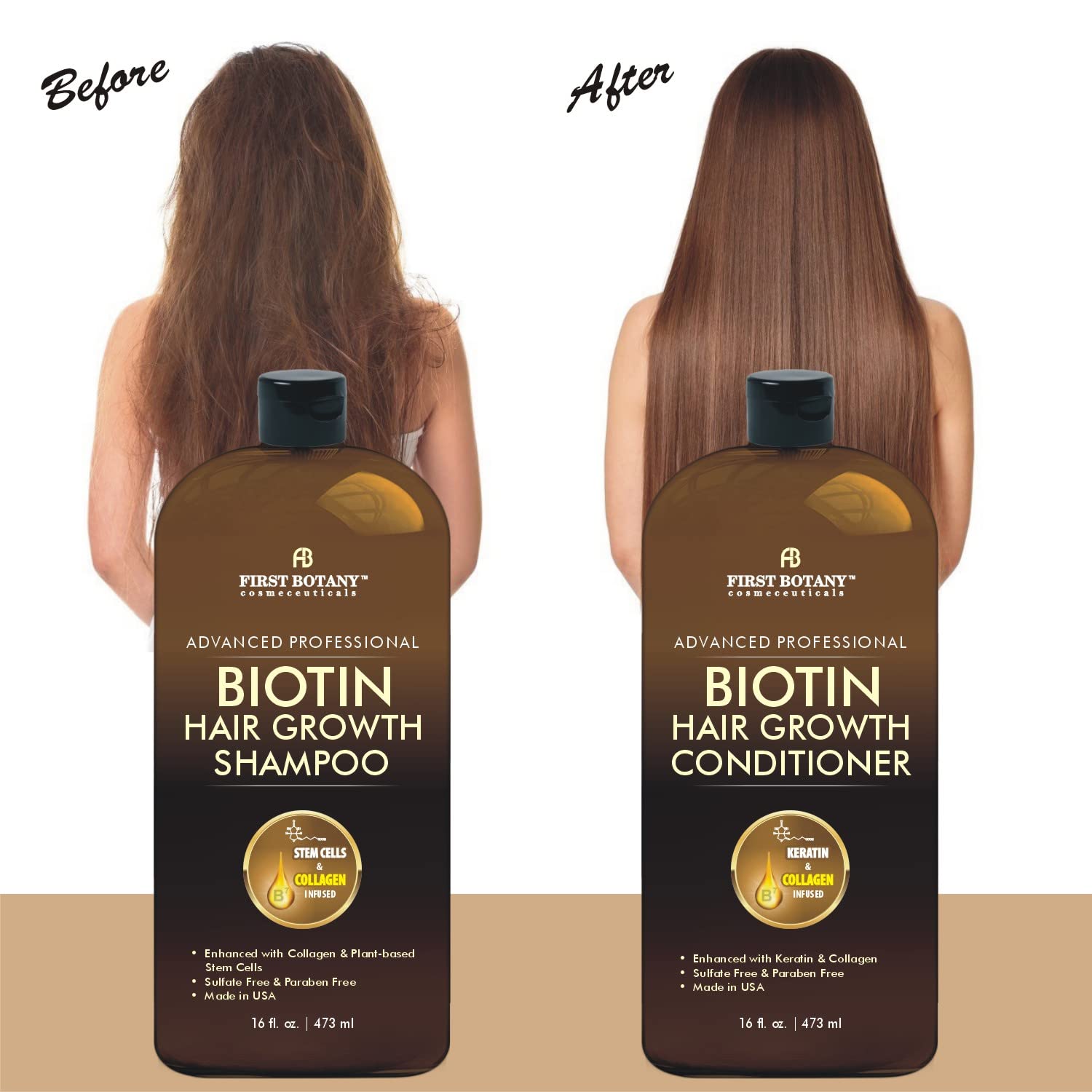 First Botany Biotin Hair Growth Conditioner application close-up showcasing smoothness and frizz control.