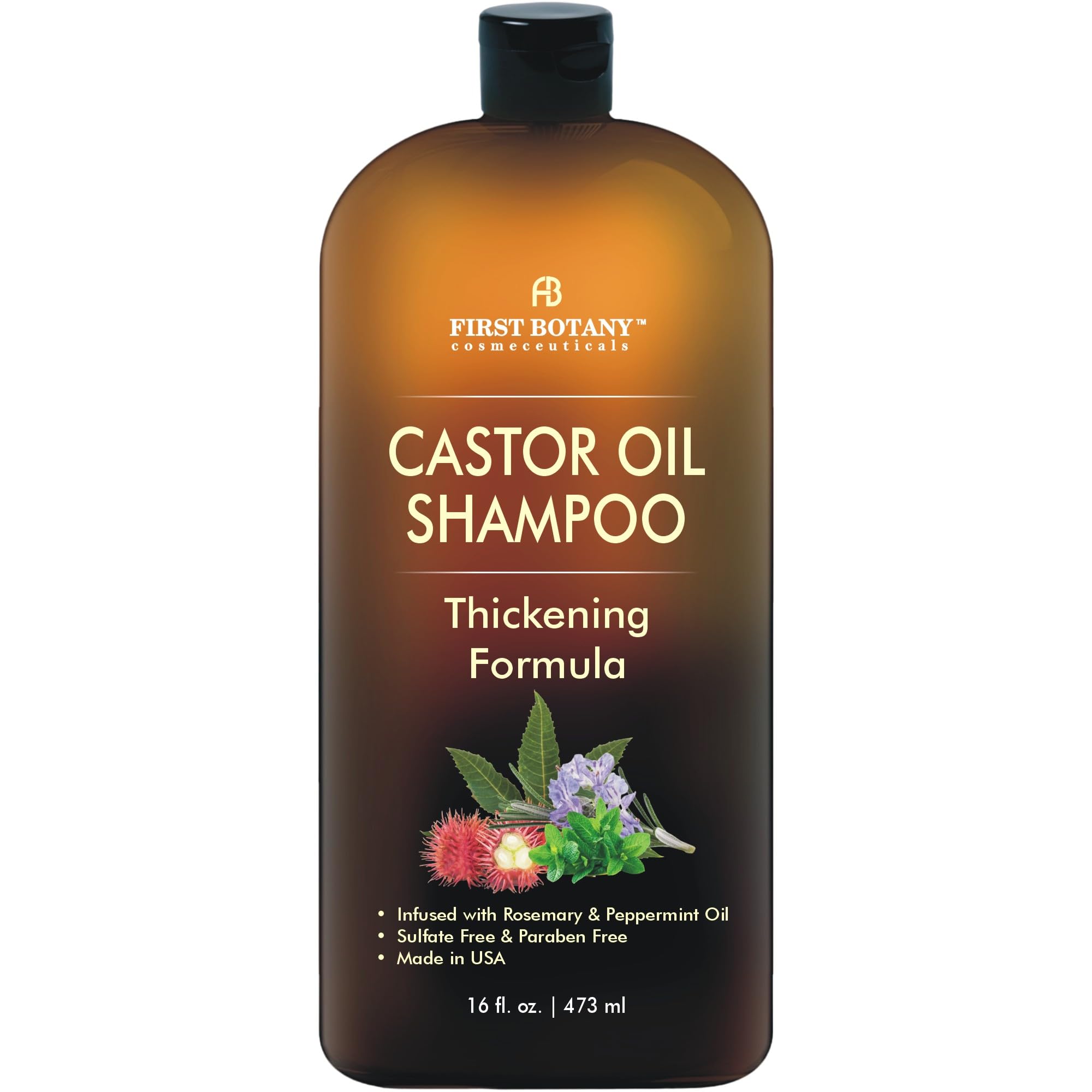 First Botany Castor Oil Shampoo bottle front highlighting nourishing sulfate-free daily care