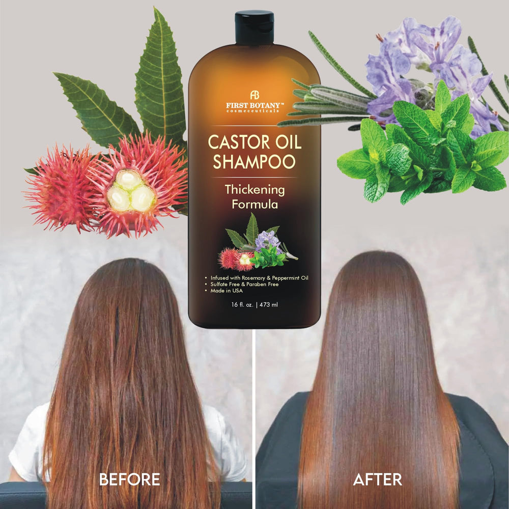 First Botany Castor Oil Shampoo foam on scalp conveys soothing refreshment
