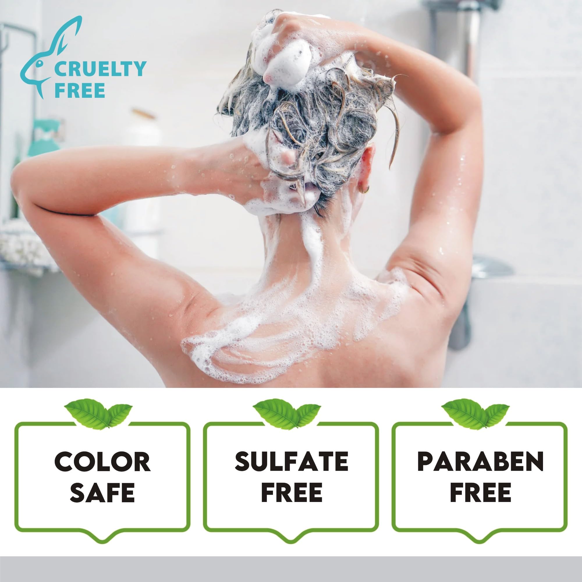 First Botany Castor Oil Shampoo setup shows in use routine for daily hydration and scalp care