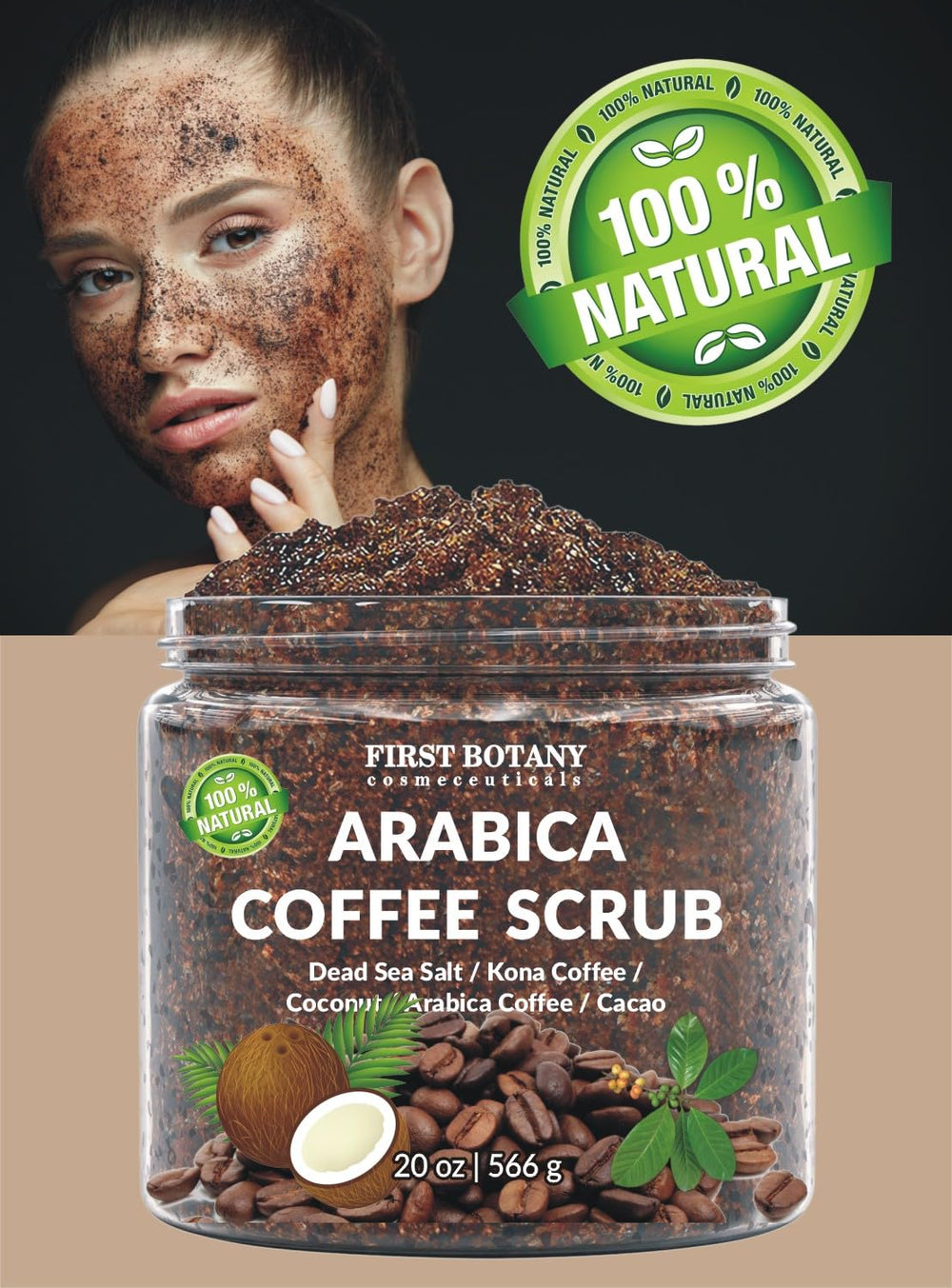 First Botany Arabica Coffee Scrub applying coconut oil for smoothing skin