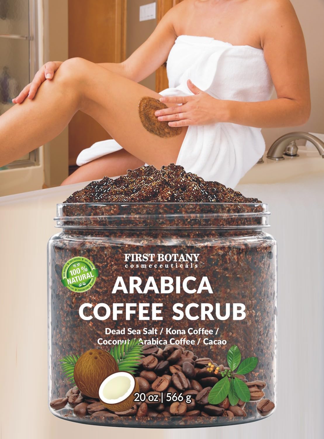 First Botany Arabica Coffee Scrub texture with Shea Butter for deep moisture
