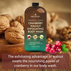 First Botany Cranberry Walnut shower application demonstrates easy daily cleansing for all skin types