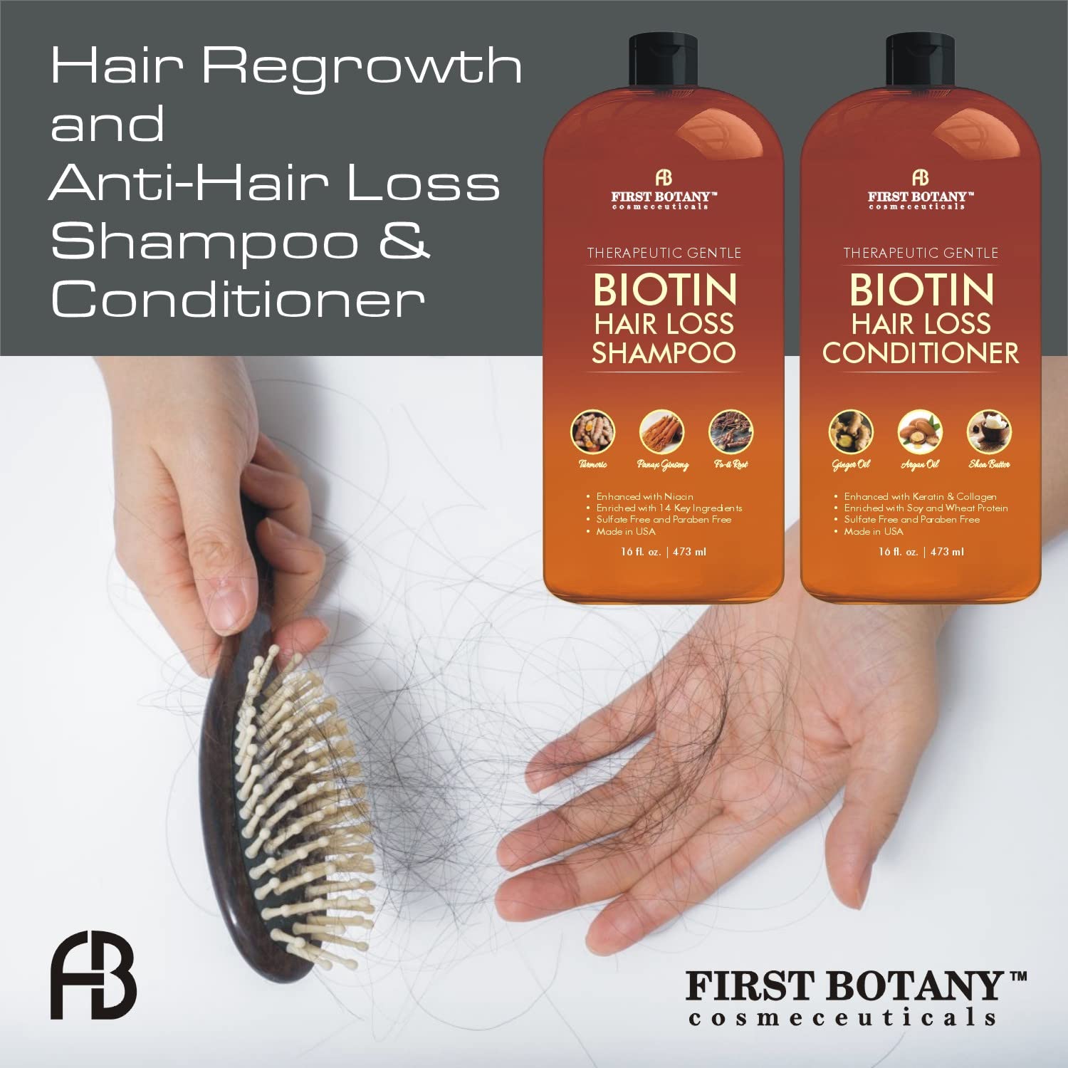 First Botany DHT-blocker ingredient blend highlights hair-supporting nutrients.