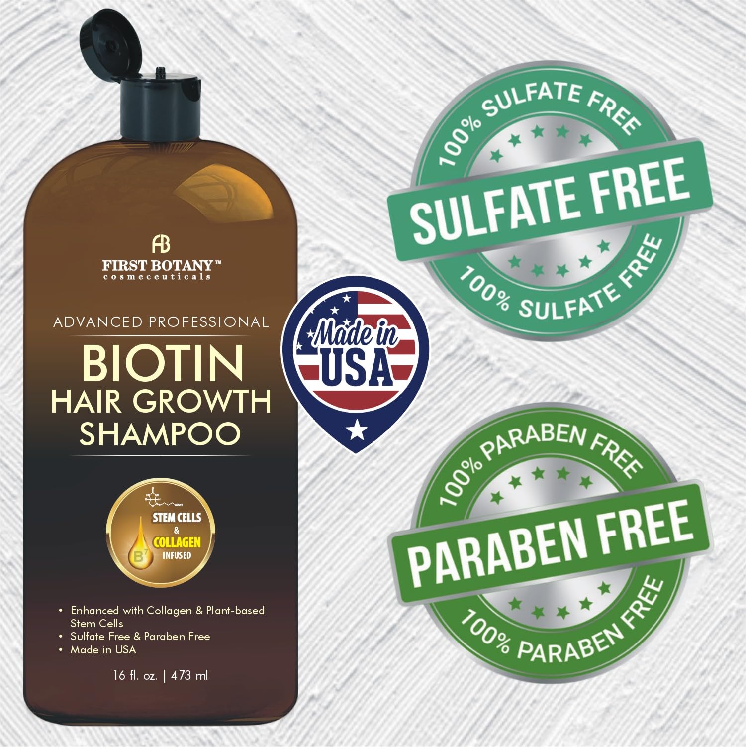 First Botany Hair Regrowth Shampoo pump-dispense – convenient daily use with mess-free handling.
