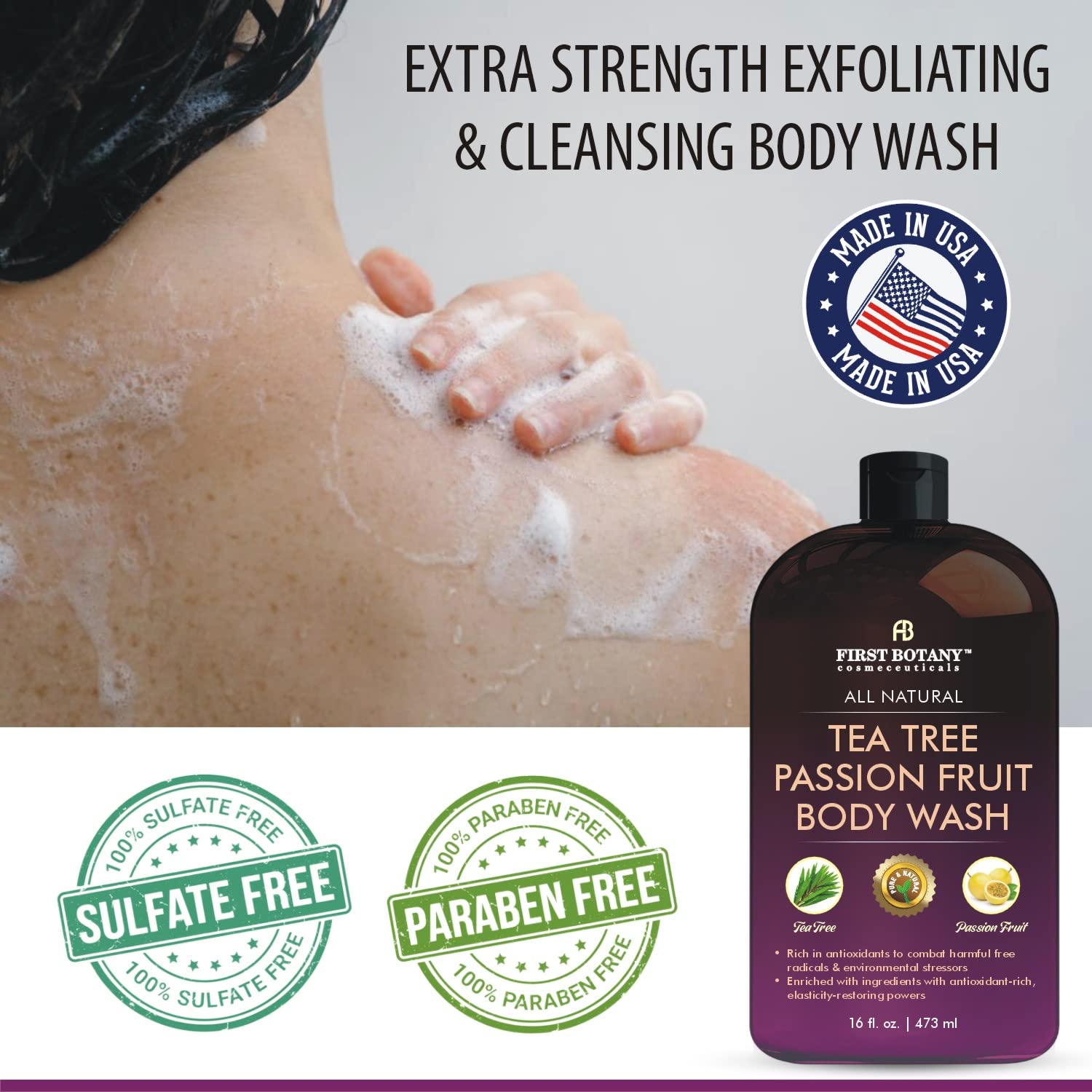 Close-up of clean skin after using First Botany Body Wash.