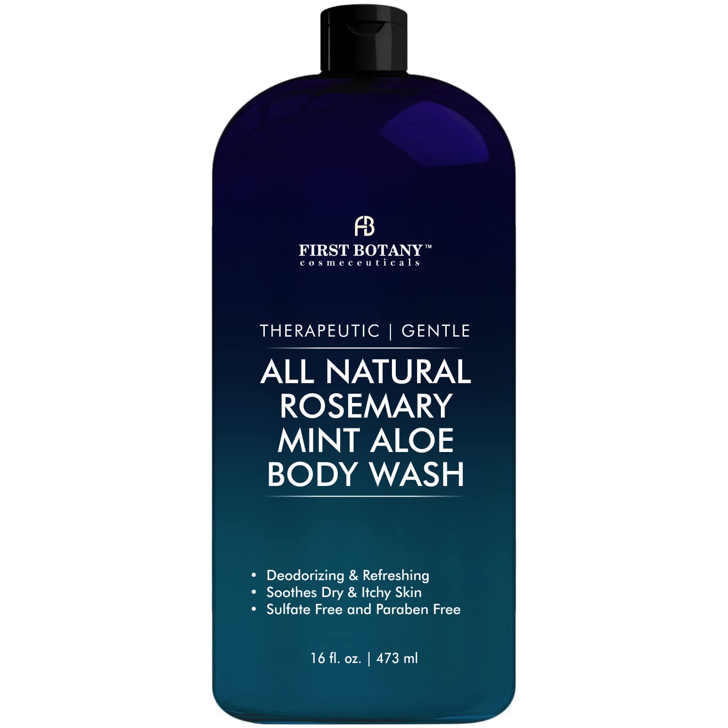 First Botany Rosemary Mint body wash bottle ready for daily cleansing.