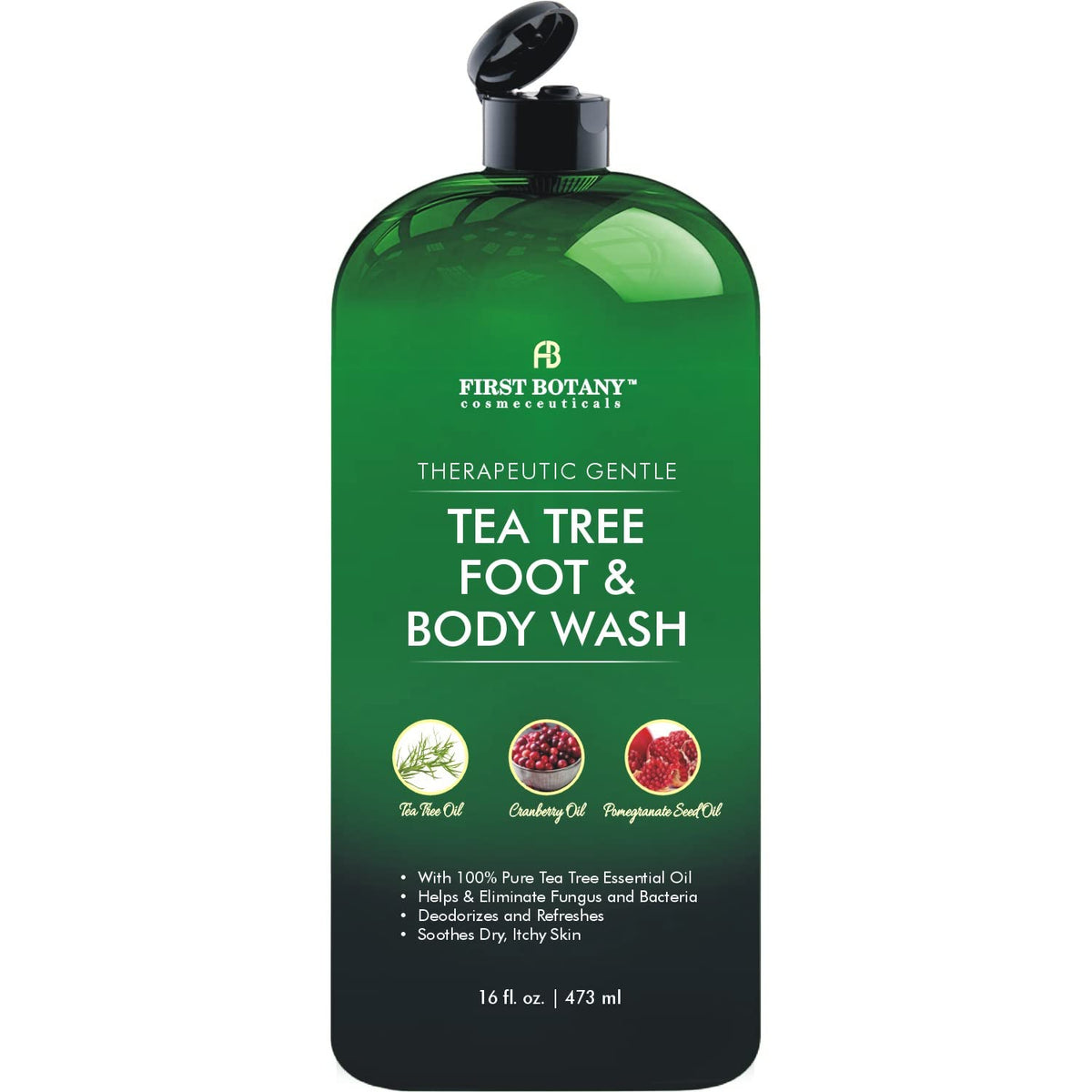 First Botany Tea Tree Body Wash bottle pour for a refreshing cleanse