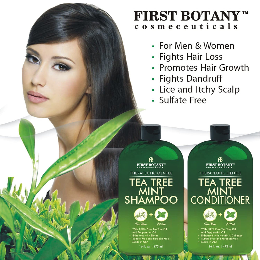 First Botany Tea Tree Mint Conditioner bottle provides smooth detangling and moisture.