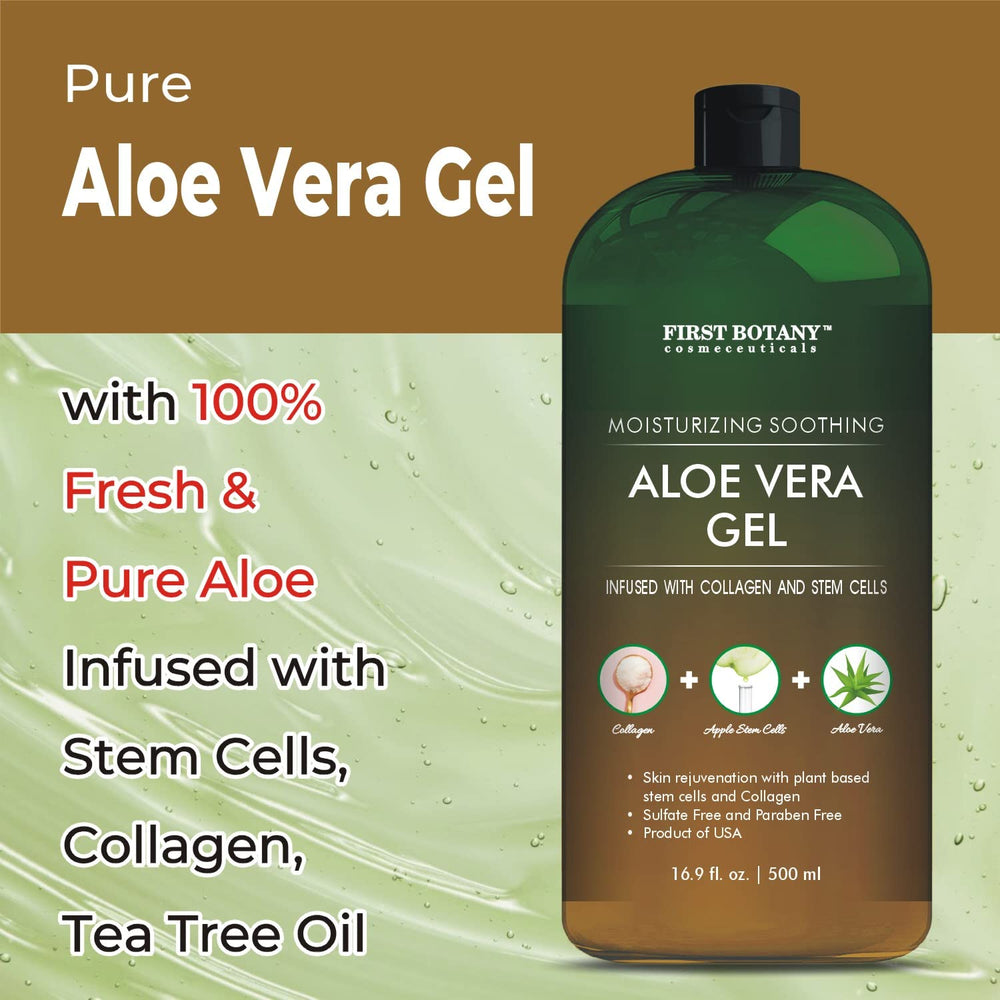 First Botany tea tree oil infused aloe shows natural soothing for skin.