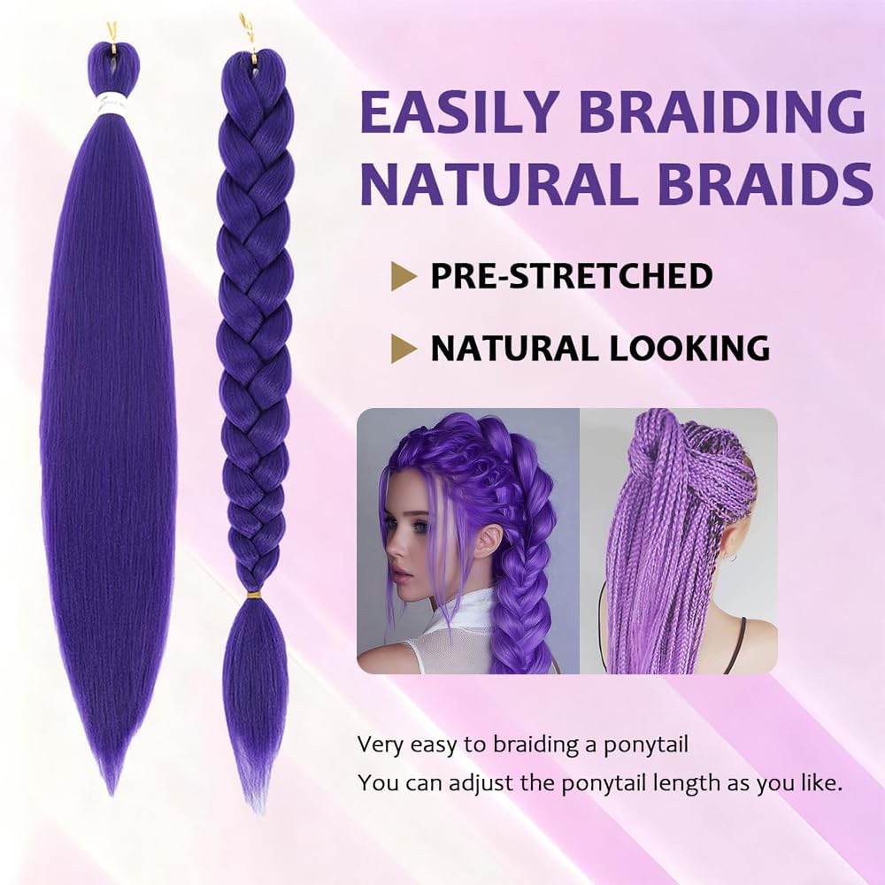 Firstcyh Hair 26-inch D-Pur purple braiding hair for cosplay looks.
