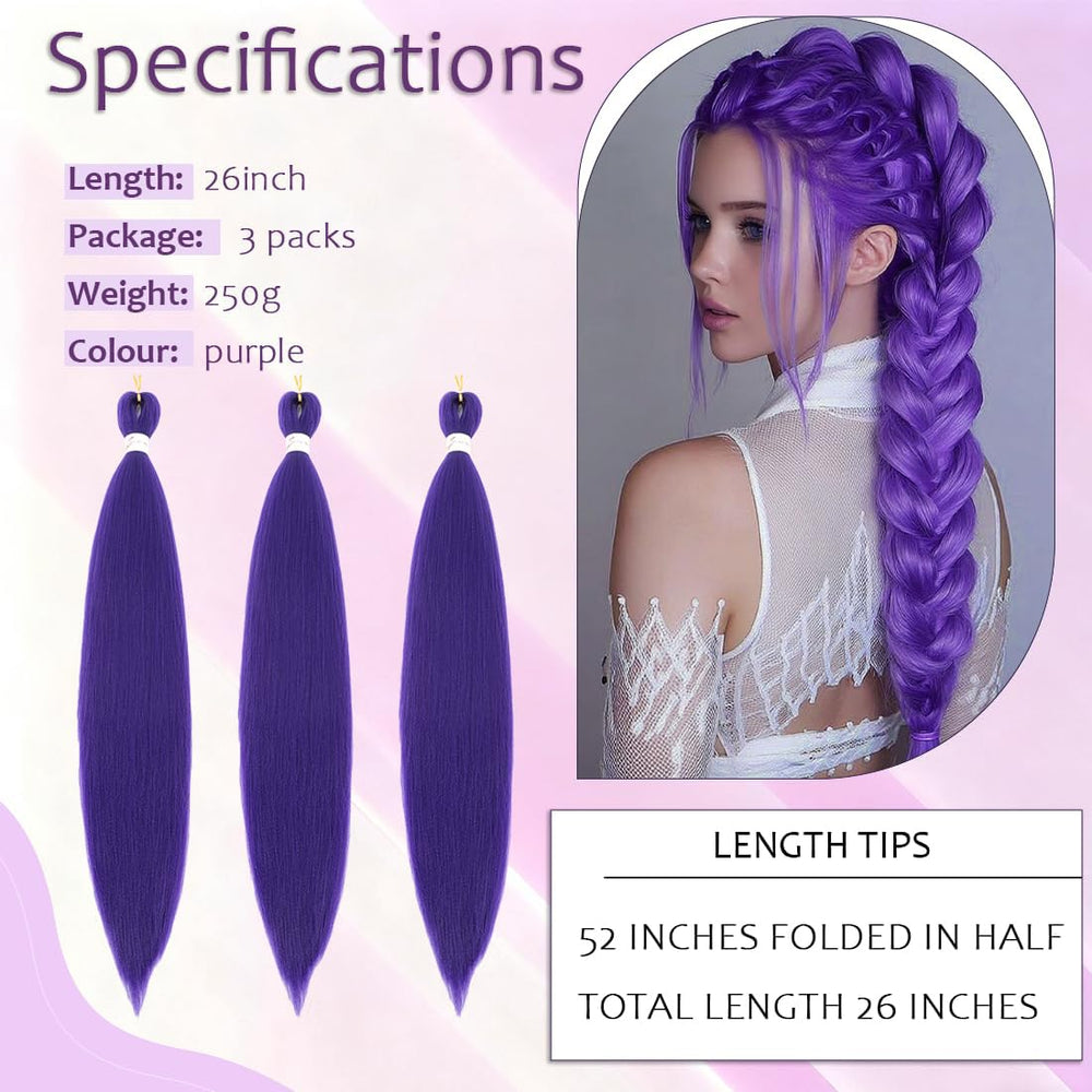 Firstcyh Hair purple braiding hair for crochet styles with sheen.