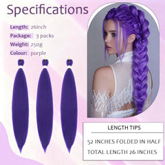 Firstcyh Hair purple braiding hair for crochet styles with sheen.