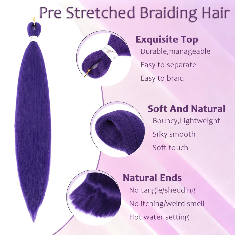 Firstcyh Hair purple braiding extensions in synthetic fibers for versatility.