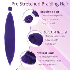 Firstcyh Hair purple braiding extensions in synthetic fibers for versatility.