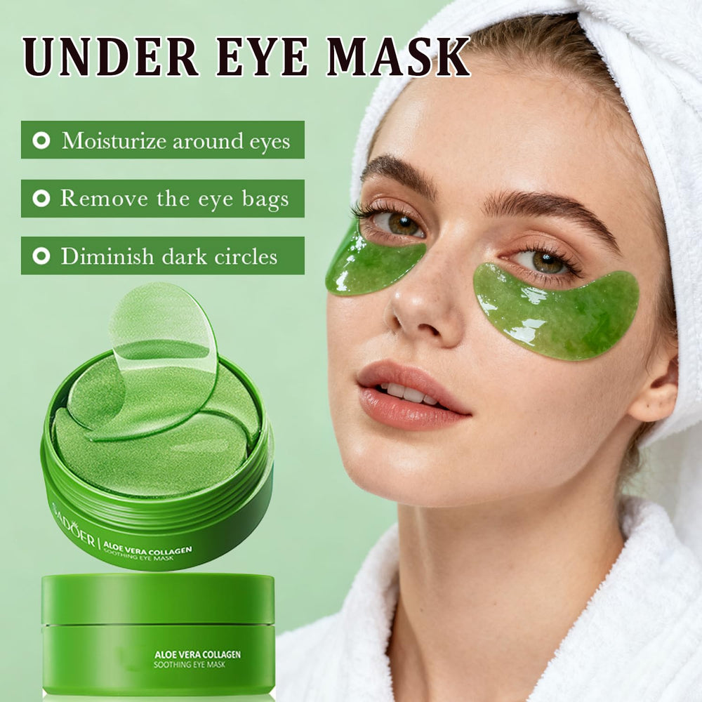 Firstfly aloe vera eye patches close-up showing gel texture for soothing hydration.