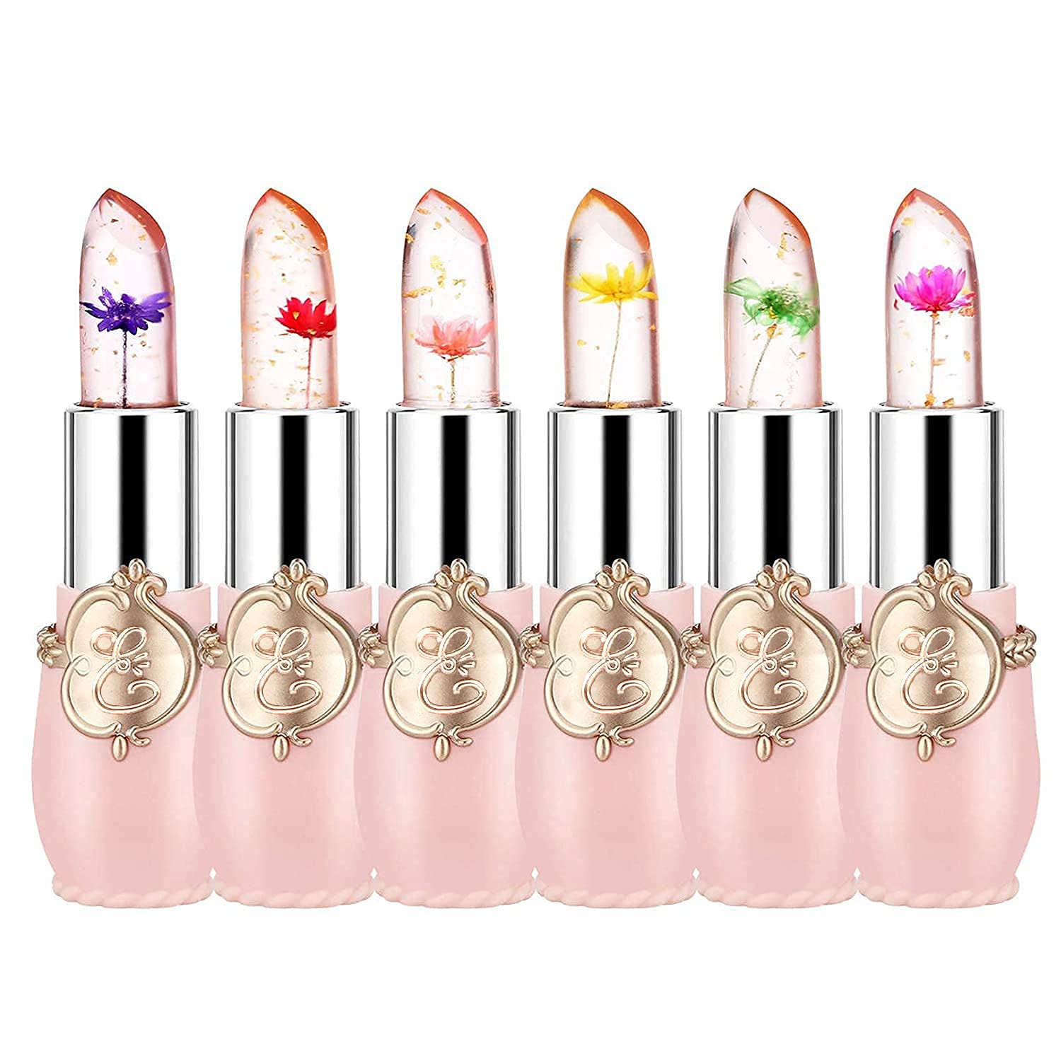 Firstfly crystal flower jelly lipstick pack front view with six color-changing balms.