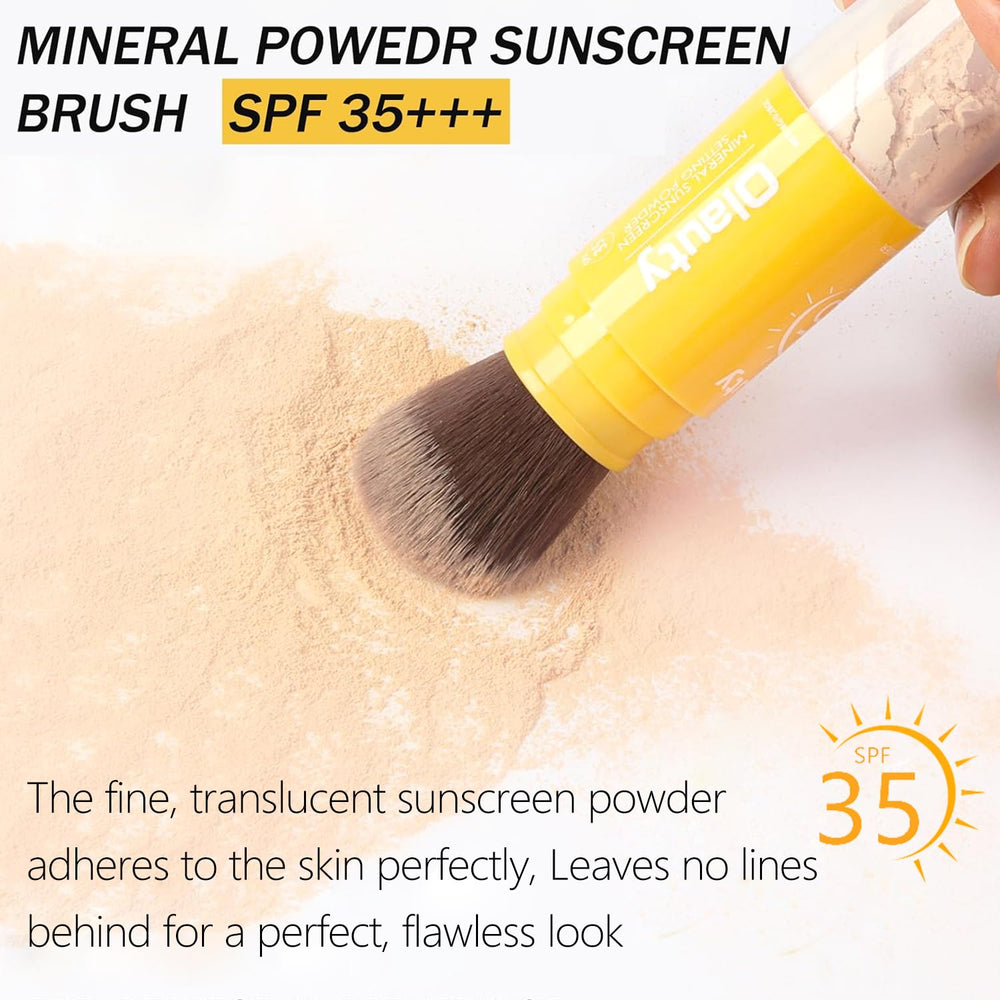 Firstfly Mineral Sunscreen Setting Powder texture close-up shows ultra-fine particles for seamless setting.