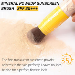 Firstfly Mineral Sunscreen Setting Powder texture close-up shows ultra-fine particles for seamless setting.