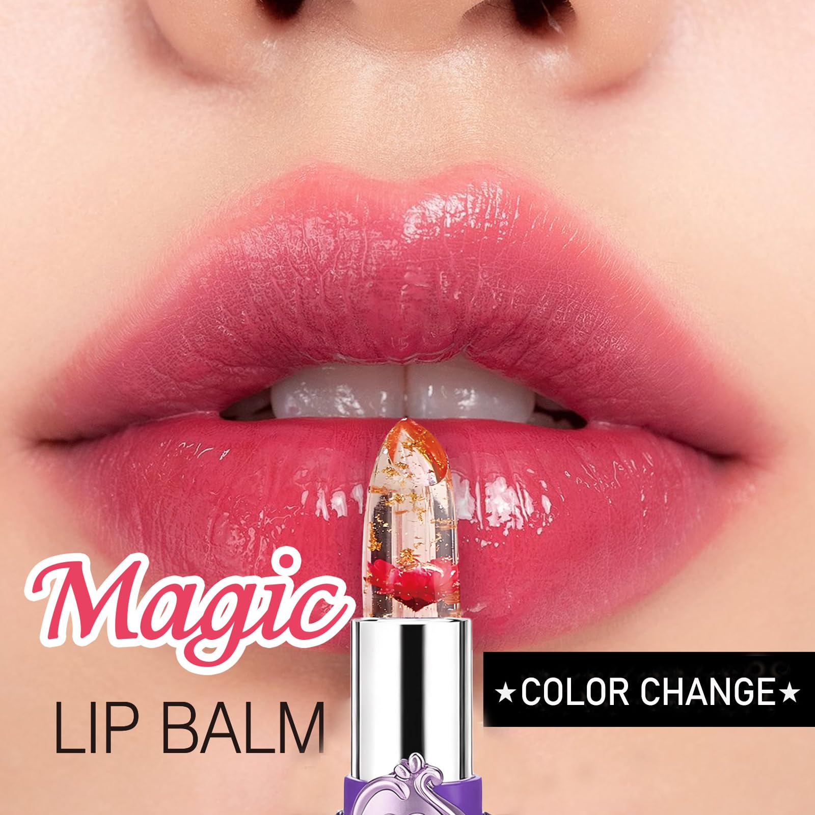 Firstfly Temperature-Change Lipstick demonstrating shade shift with warmth.