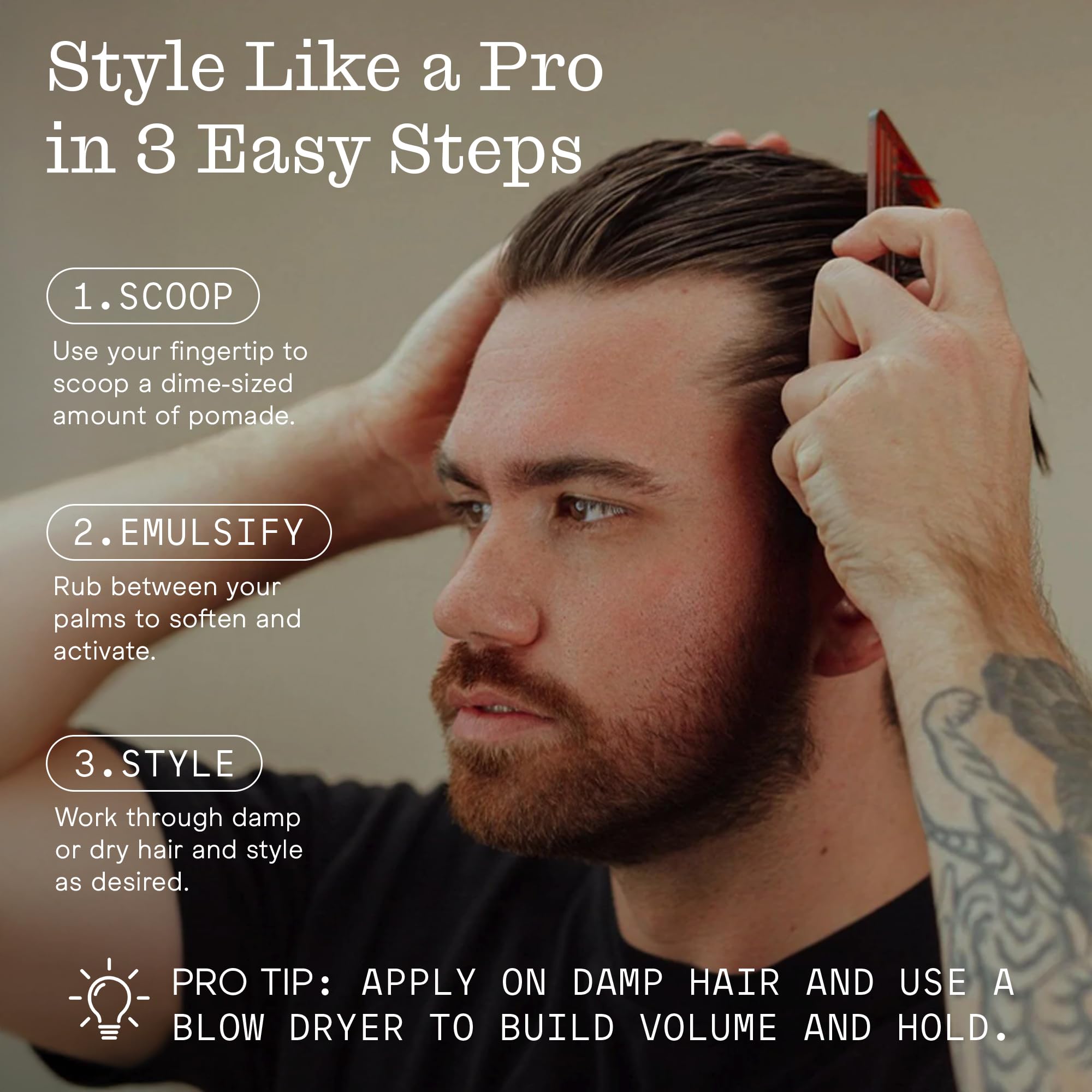 Long hair styling scene shows added volume with relaxed texture.